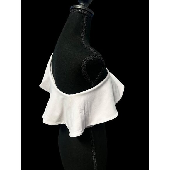 Susana Monaco One Shoulder Ruffle Crop Top Small PURPLE PASTEL Stretchy, SUMMER, - Picture 3 of 7